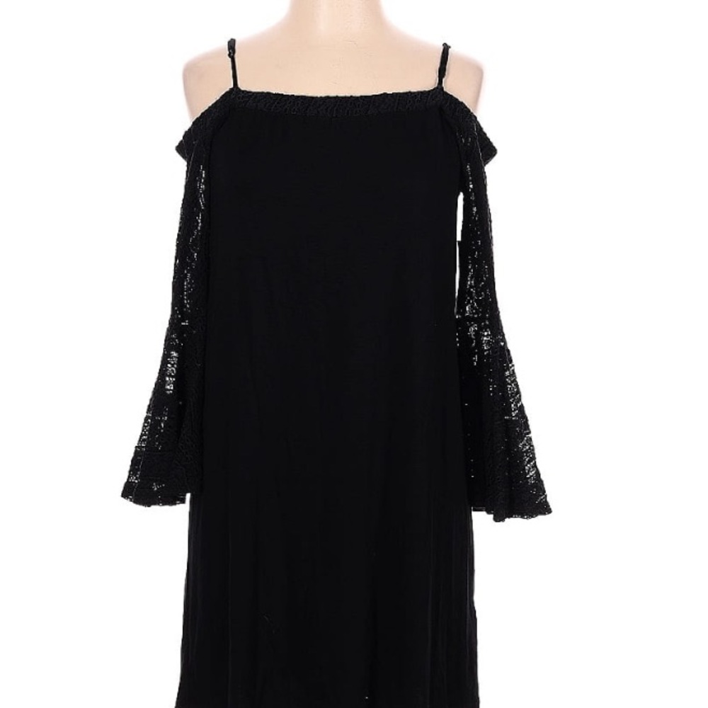 Ella Moss black knit dress with lace sleeves, Sz xs
